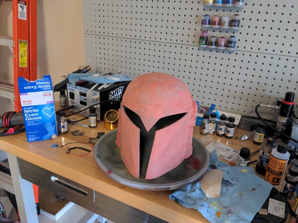 Freshly sanded helmet with no blemishes