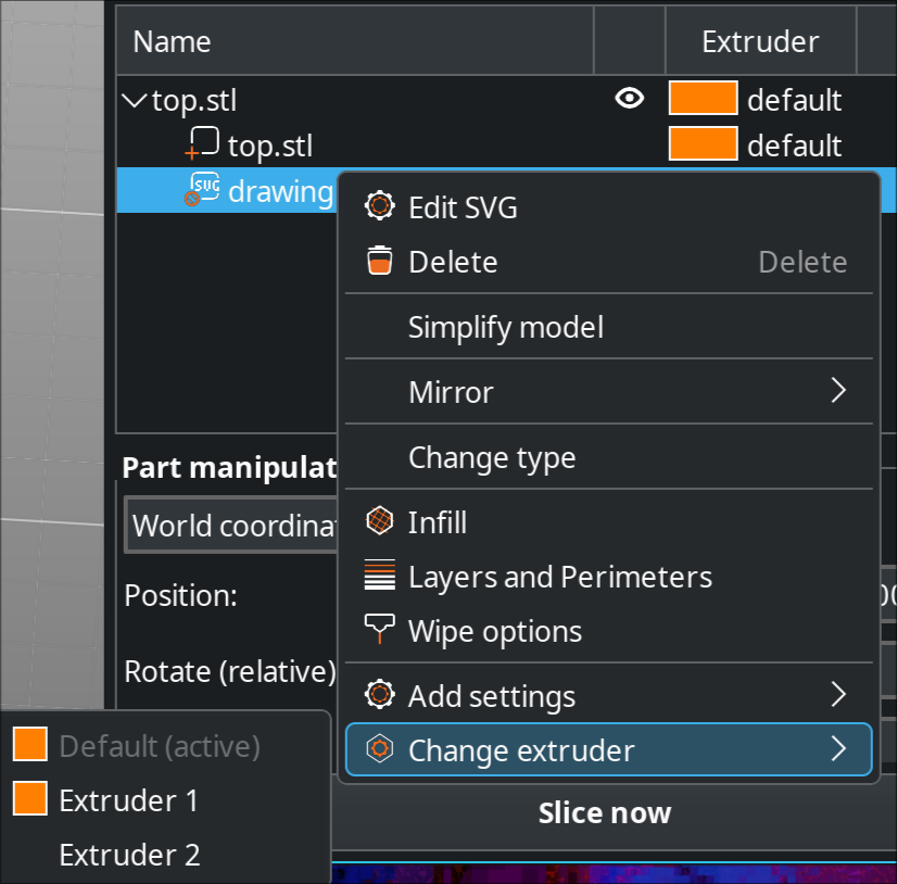 change extruder